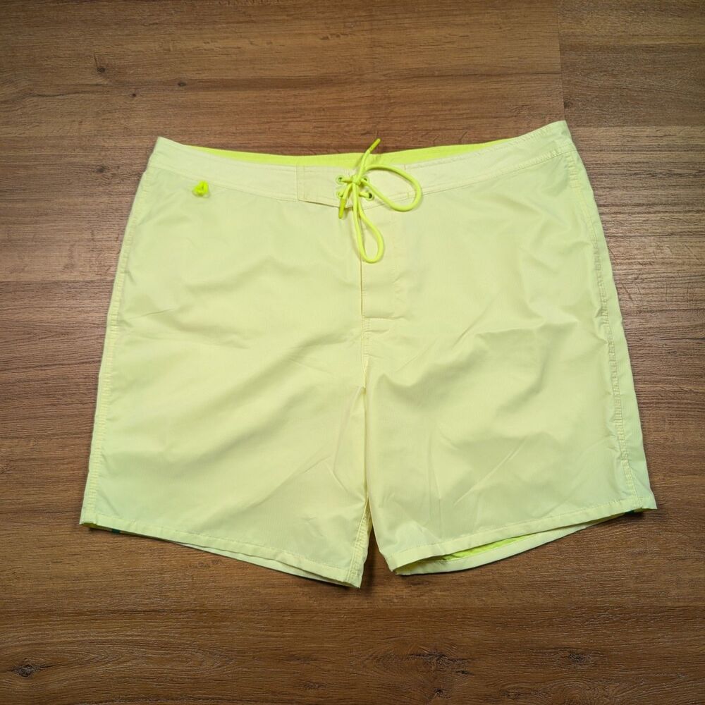 Sundek Iconic Taffeta Swim Trunks Mens SZ 40 Yellow Stretch Waist Beach